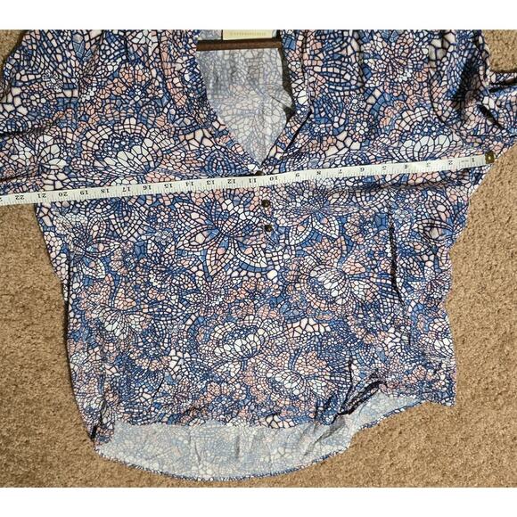 Anthropologie Maeve Colette Floral Motif Mosaic Ballon Sleeve Peasant Blouse Top - Picture 12 of 13
